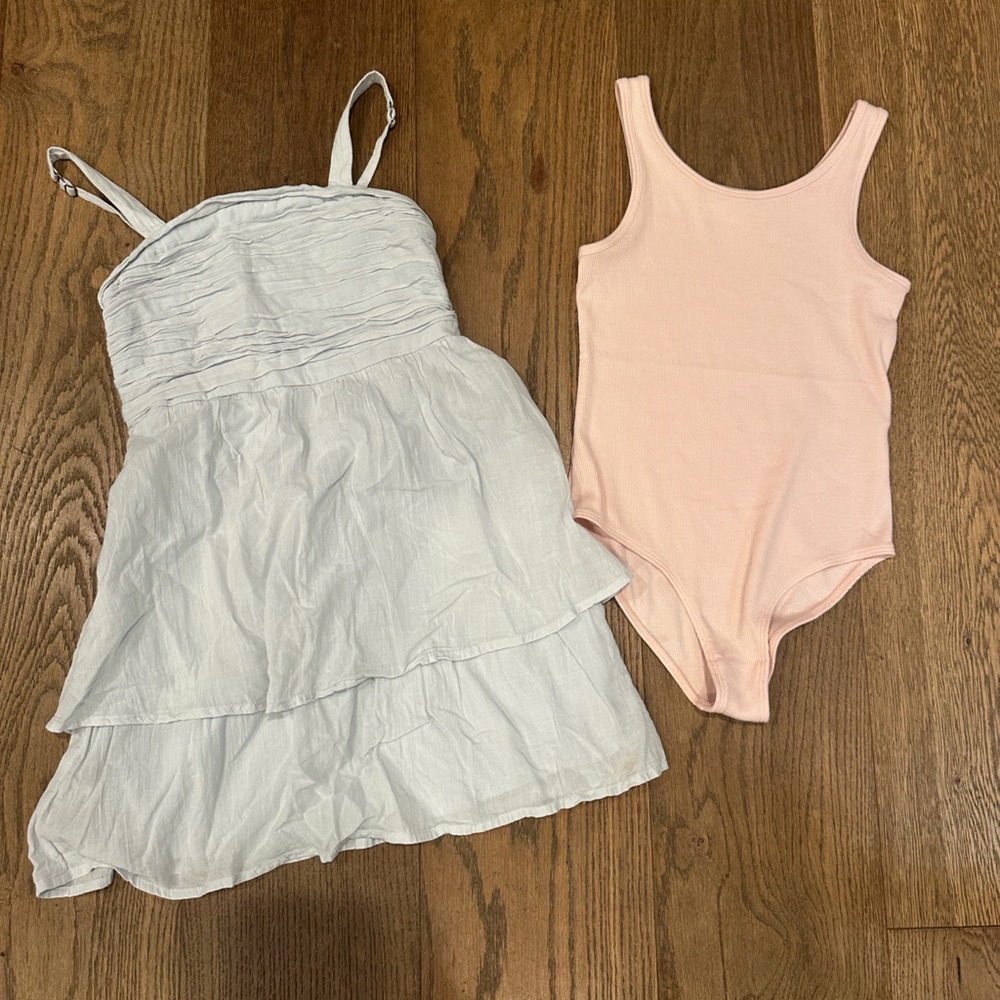 Abercrombie Light Blue Tiered Sundress & Light Pink Bodysuit Set